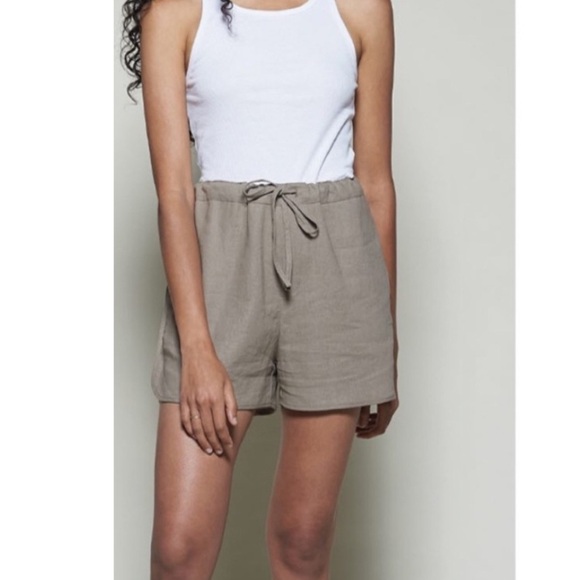 WOMN. Series II Riley Cotton Linen Shorts in Tan Small - Picture 1 of 9